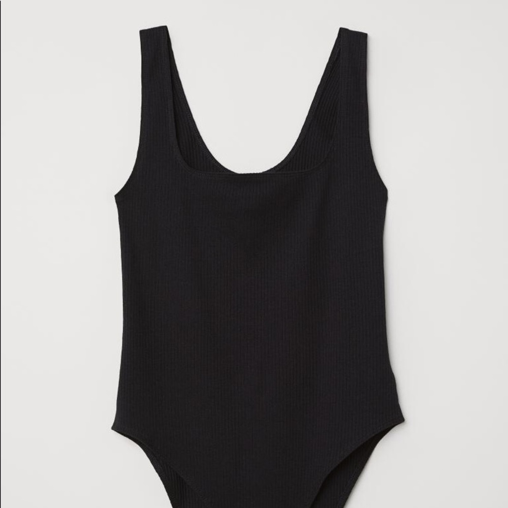 H&M Divided Black Ribbed Bodysuit | Sz Small